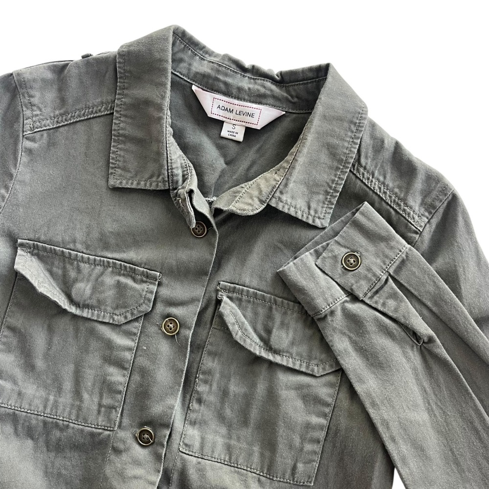 Adam Levine Women's Sm Olive Green Button Front Pockets Military Utility Shacket